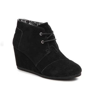 Preloved TOMS suede desert wedge booties